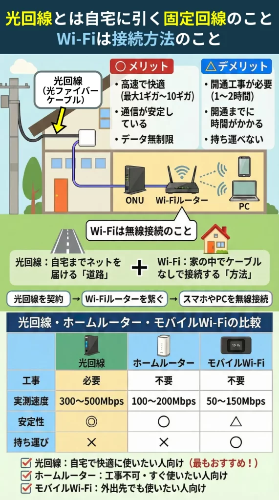 光回線とは？Wi-Fiとの違いを解説