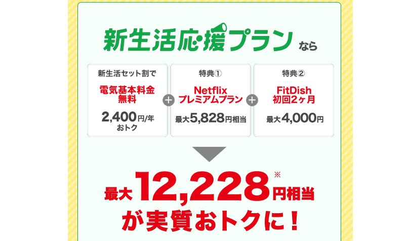 新生活応援プラン お得額