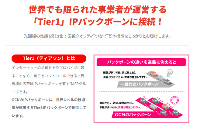 ドコモ光 OCN Tier 1について