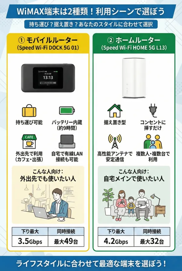 WiMAXの端末 「Speed Wi-Fi DOCK 5G 01」と「Speed Wi-Fi HOME 5G L13」について解説